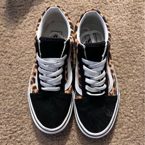 Vans Leopard Print Sneakers with Black and White Accents